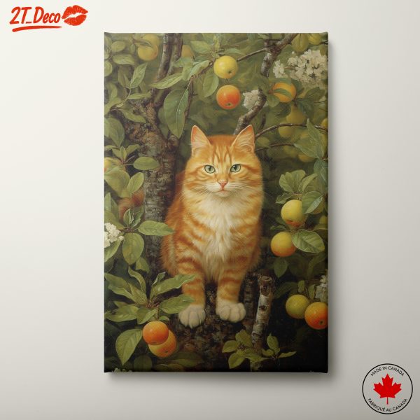 Ginger Cat Among Blooms and Fruits
