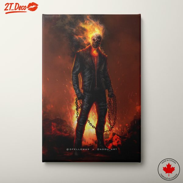 Ghost Rider Abstract Art with Flames