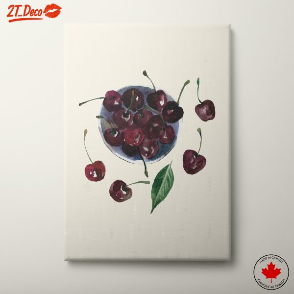 Stylized Cherry Bowl Artwork for Kitchen