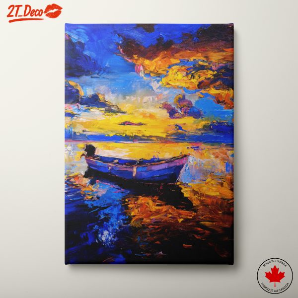 Vibrant Seascape with Boat at Sunset