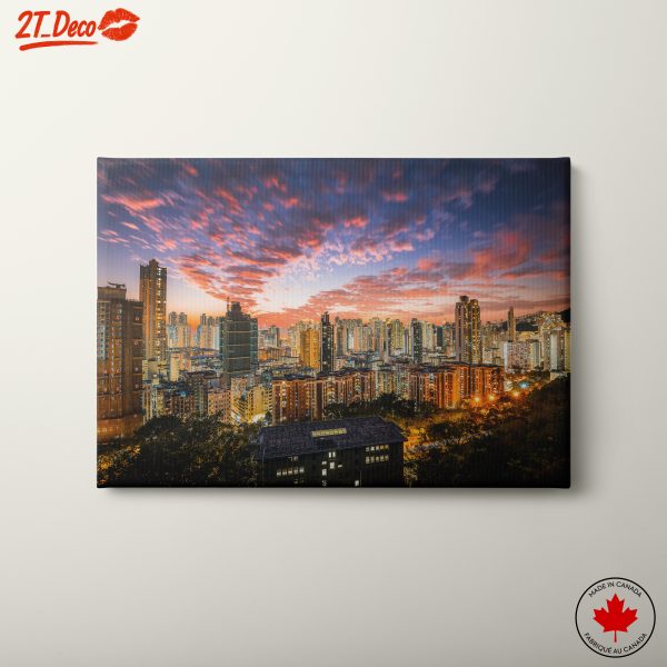 Vibrant City Skyline at Sunset