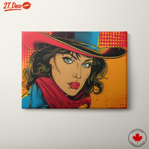 Vibrant Pop Art Cowgirl Illustration