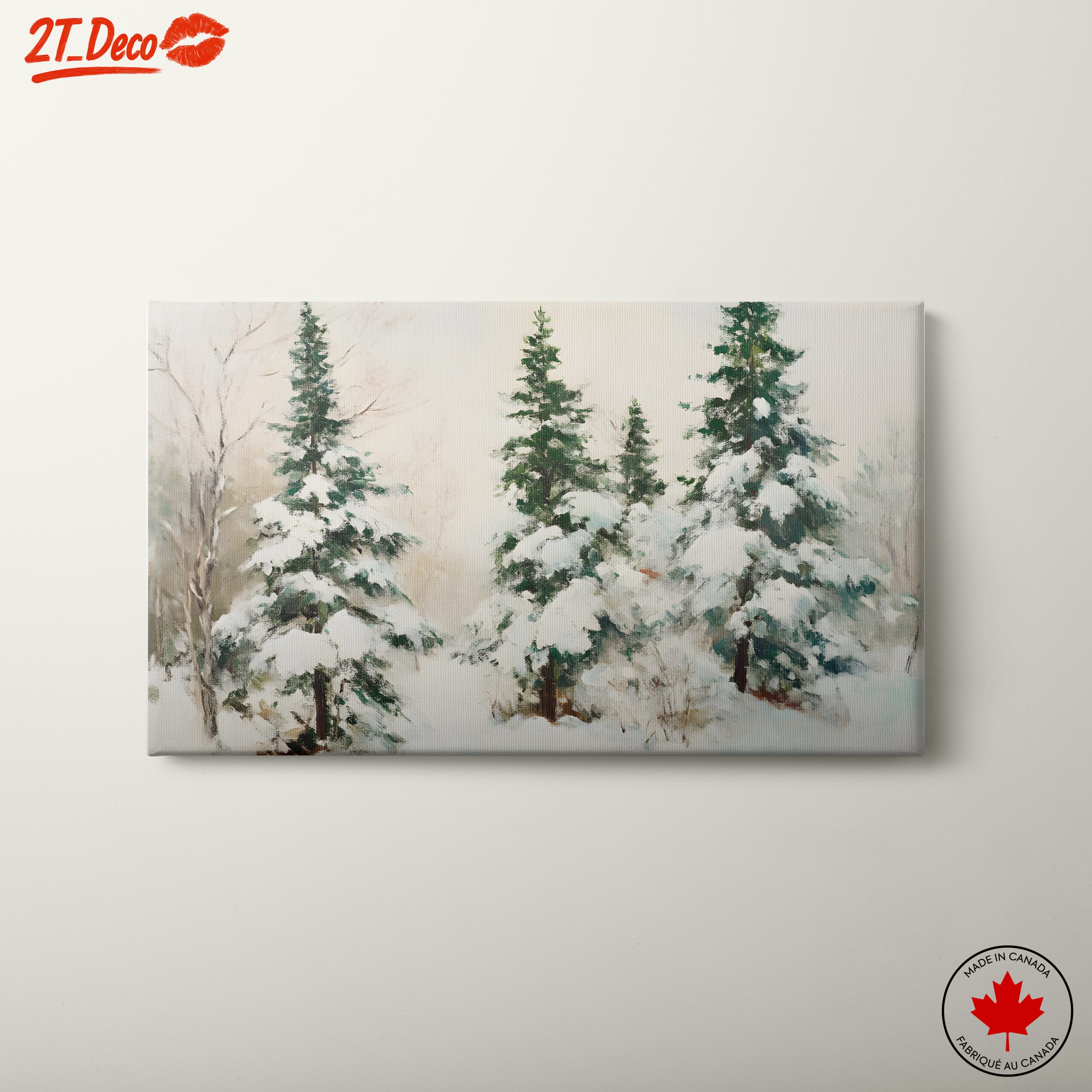 Snowy Winter Landscape with Pine Trees