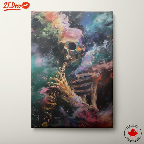 Vibrant Abstract Skull Playing Instrument Art