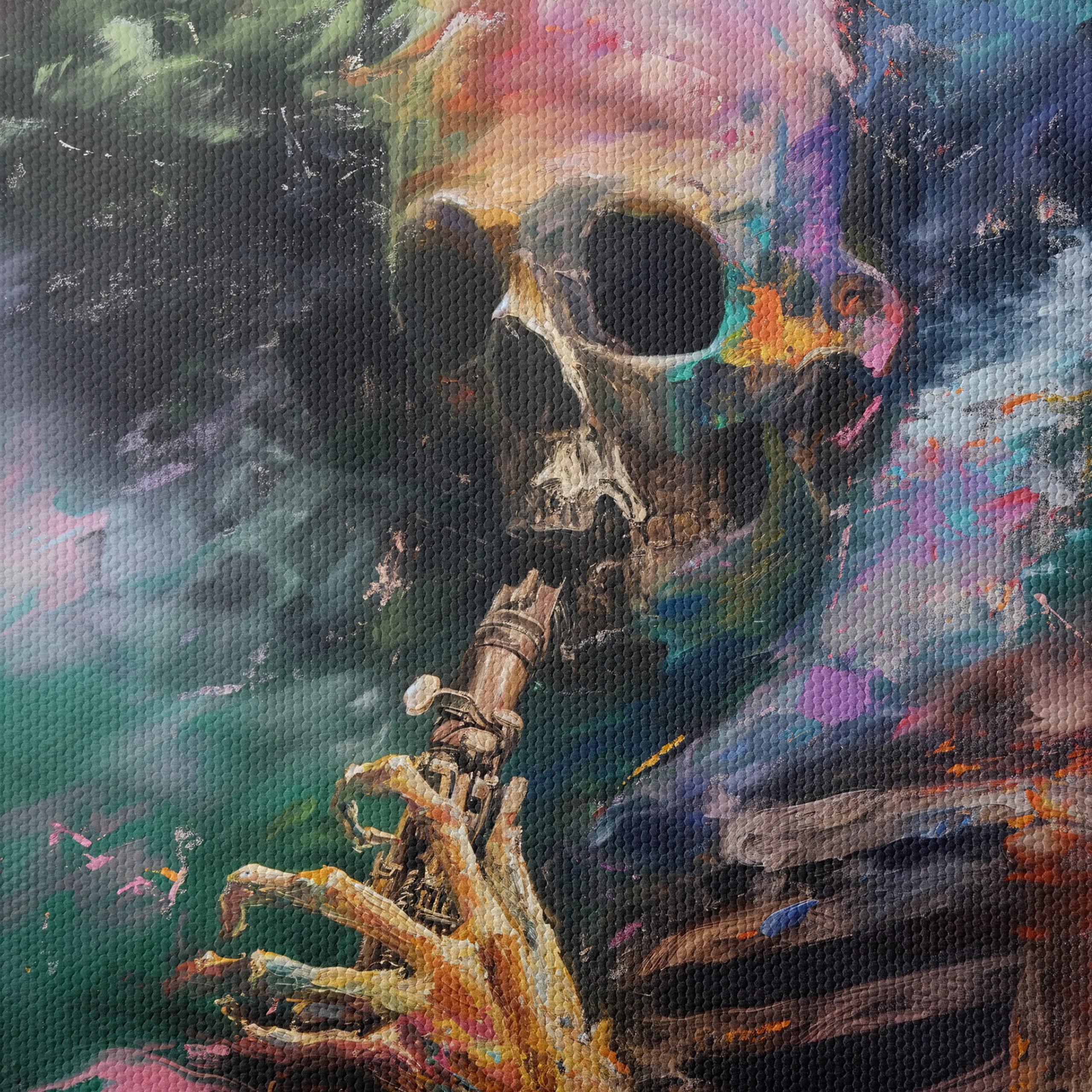 Vibrant Abstract Skull Playing Instrument Art - Image 4
