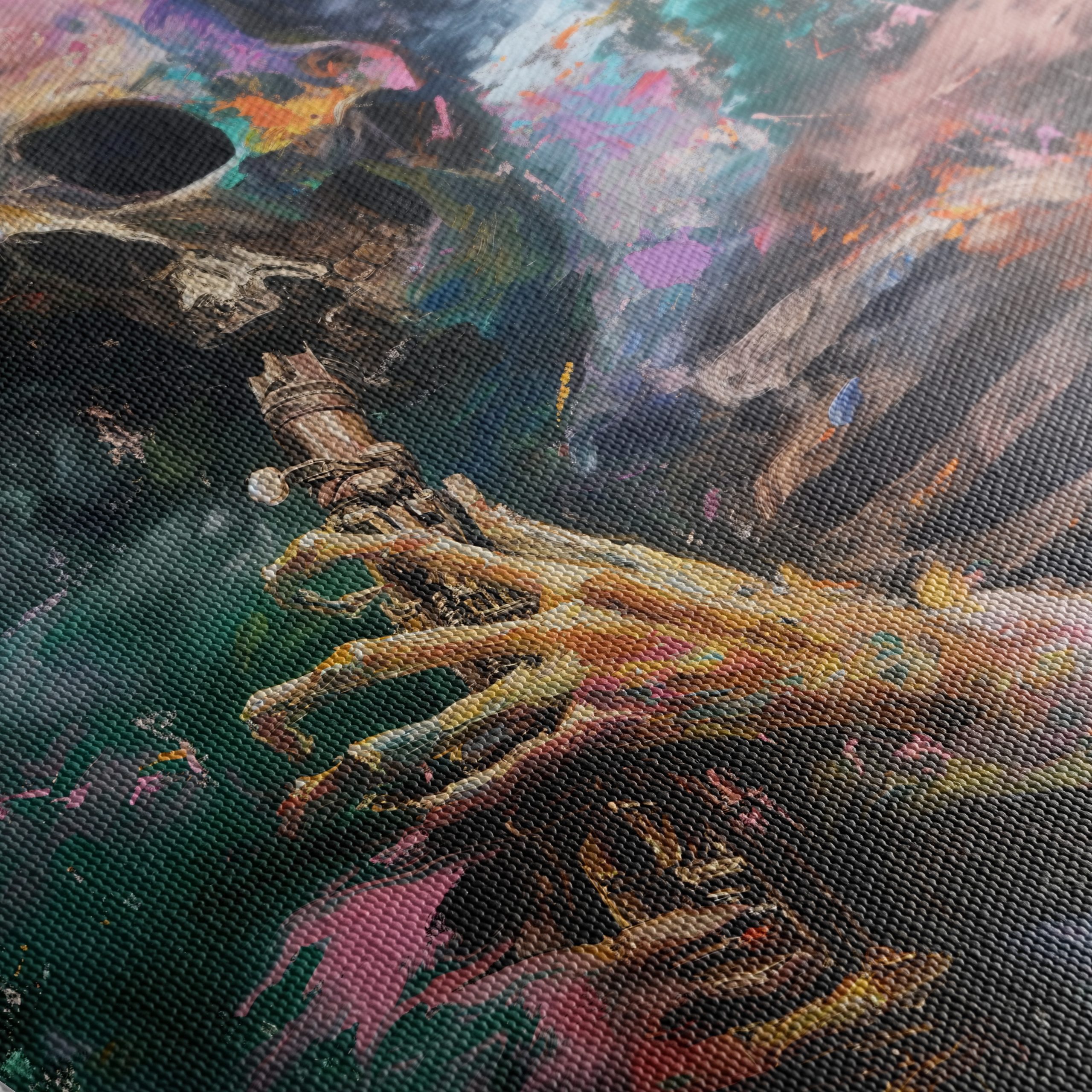Vibrant Abstract Skull Playing Instrument Art - Image 5