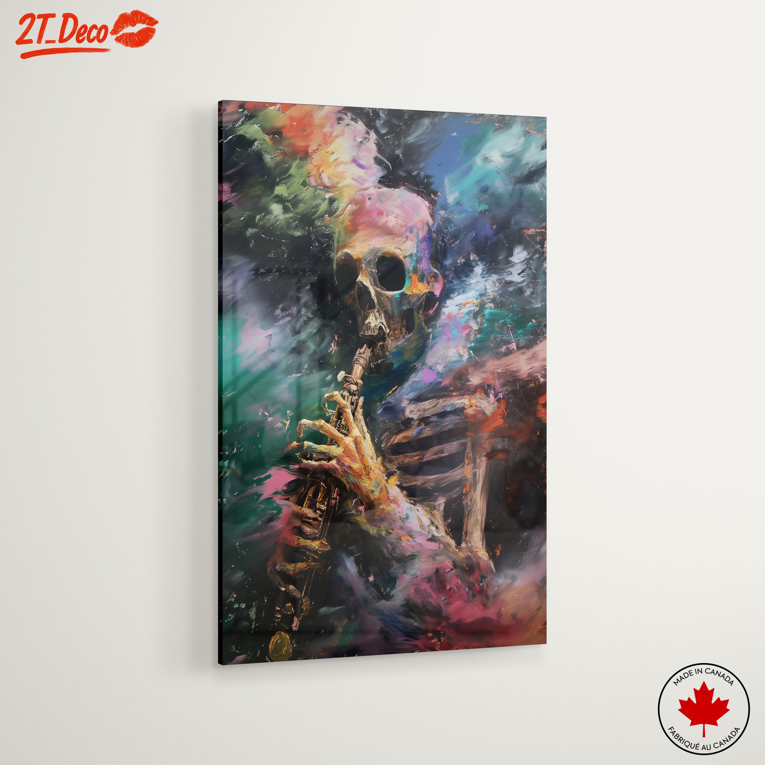 Vibrant Abstract Skull Playing Instrument Art - Image 6
