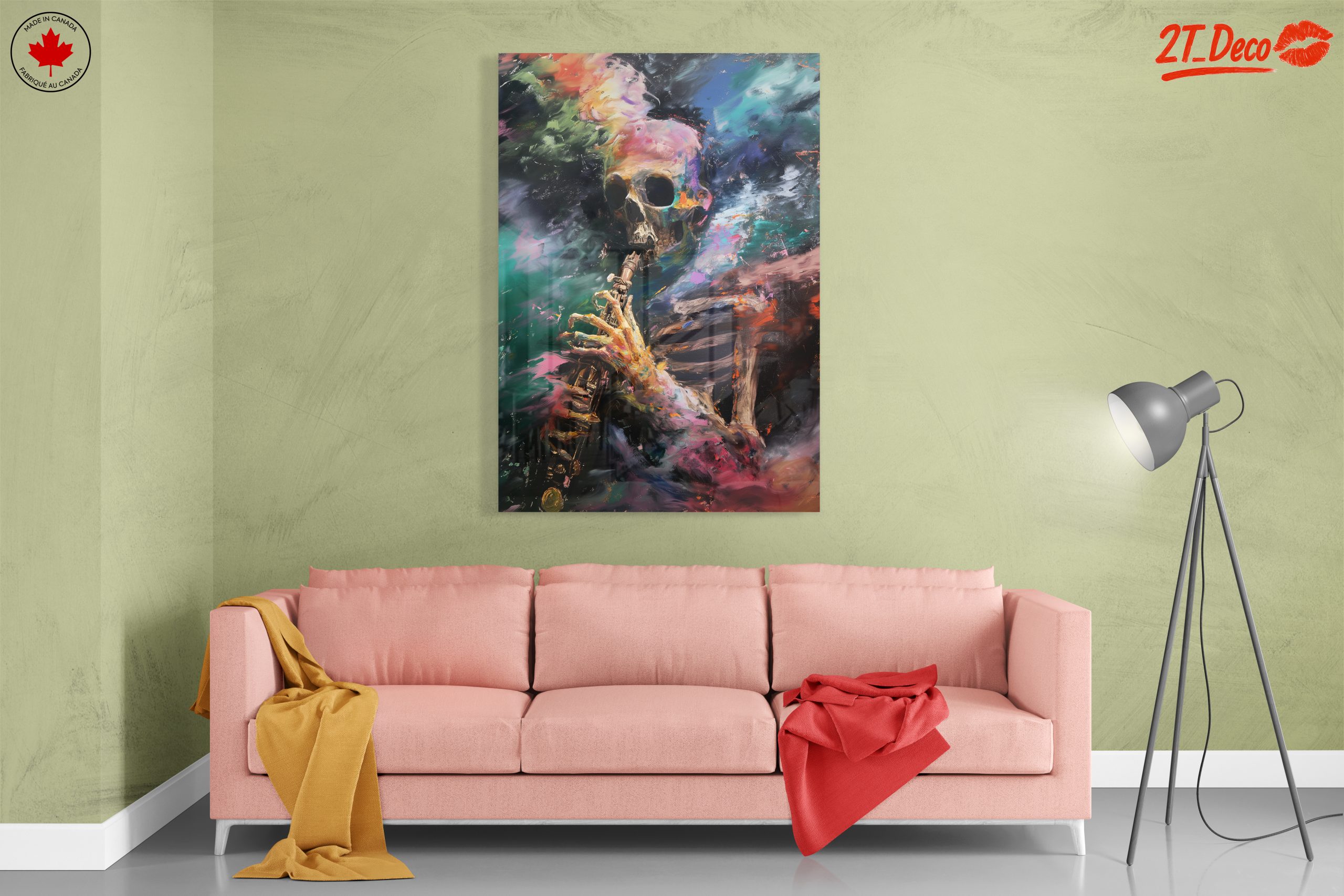 Vibrant Abstract Skull Playing Instrument Art - Image 7