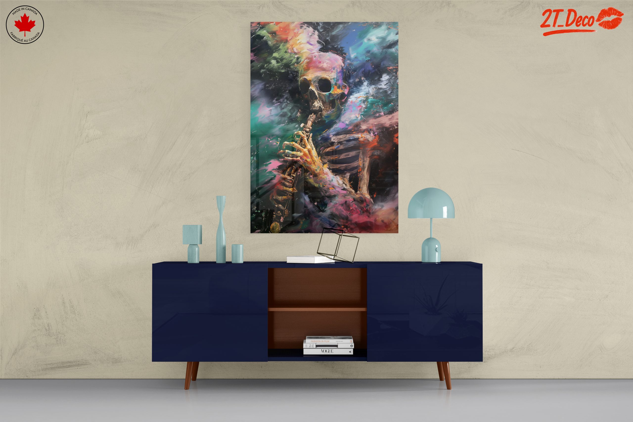 Vibrant Abstract Skull Playing Instrument Art - Image 8
