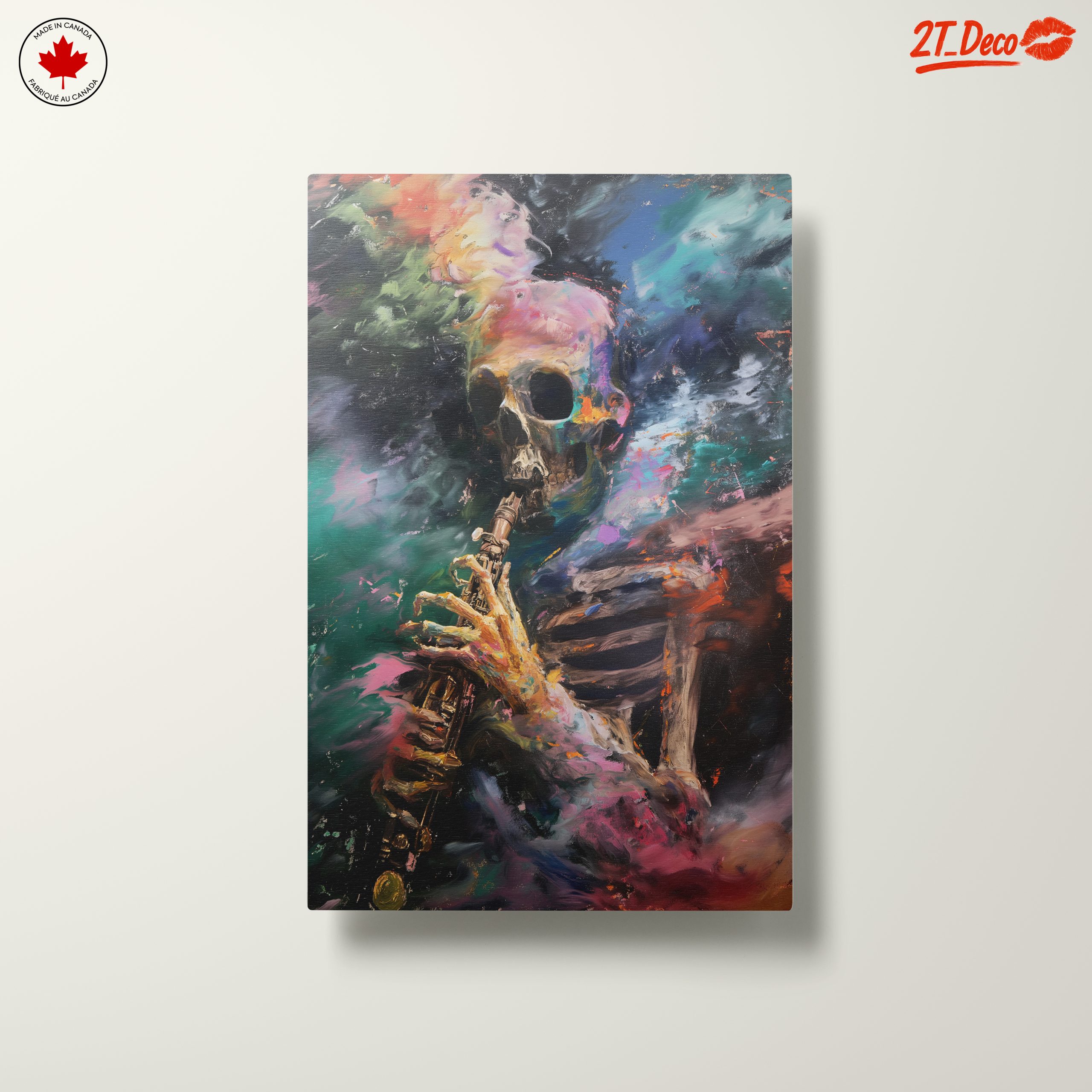 Vibrant Abstract Skull Playing Instrument Art - Image 10