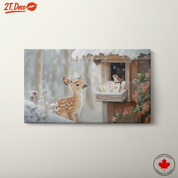 Charming Winter Scene with Deer and Squirrel