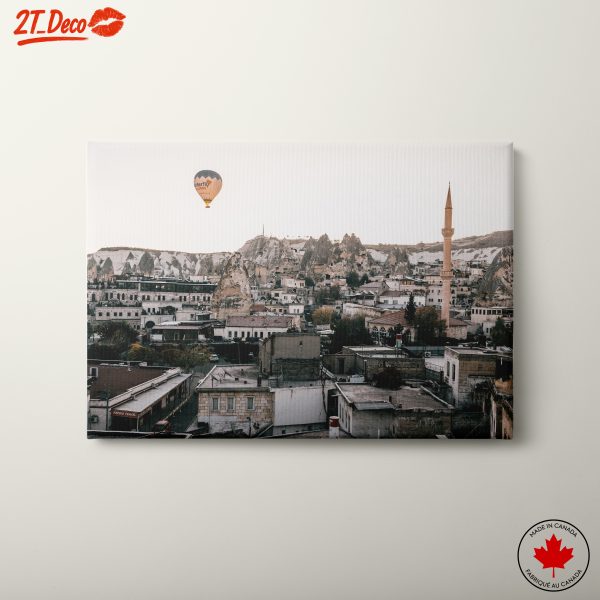 Hot Air Balloon Over Cappadocia Cityscape
