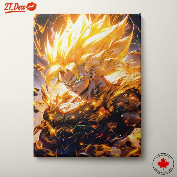 Epic Dragon Ball Character Art in Fiery Action