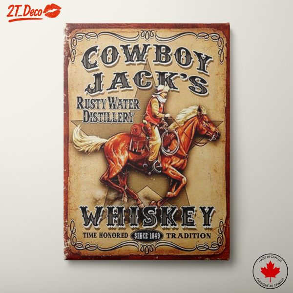 Cowboy Riding Horse Whiskey Distillery Art