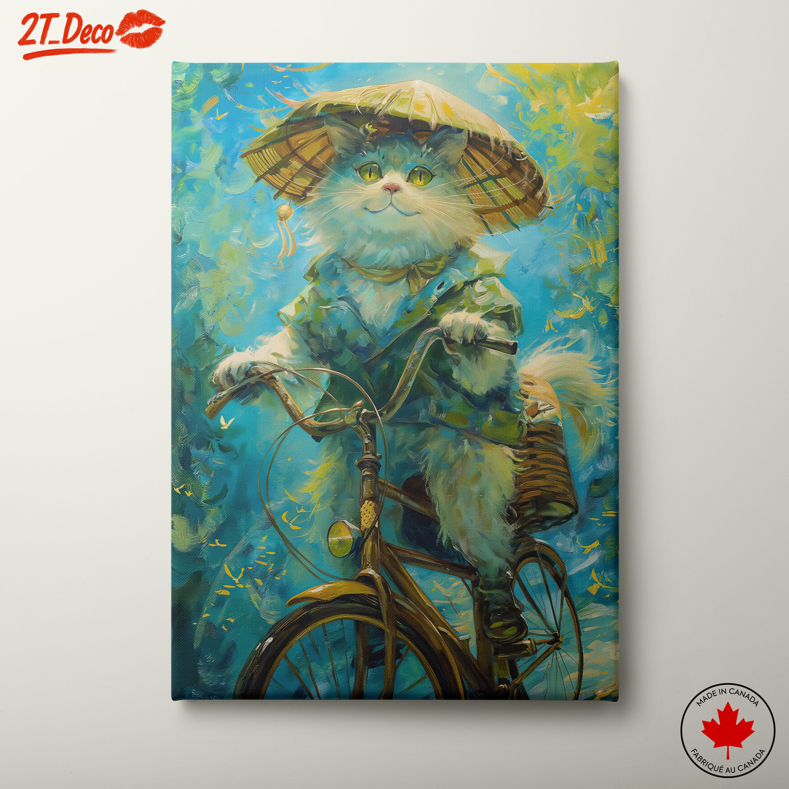 Playful Cat Riding a Bicycle