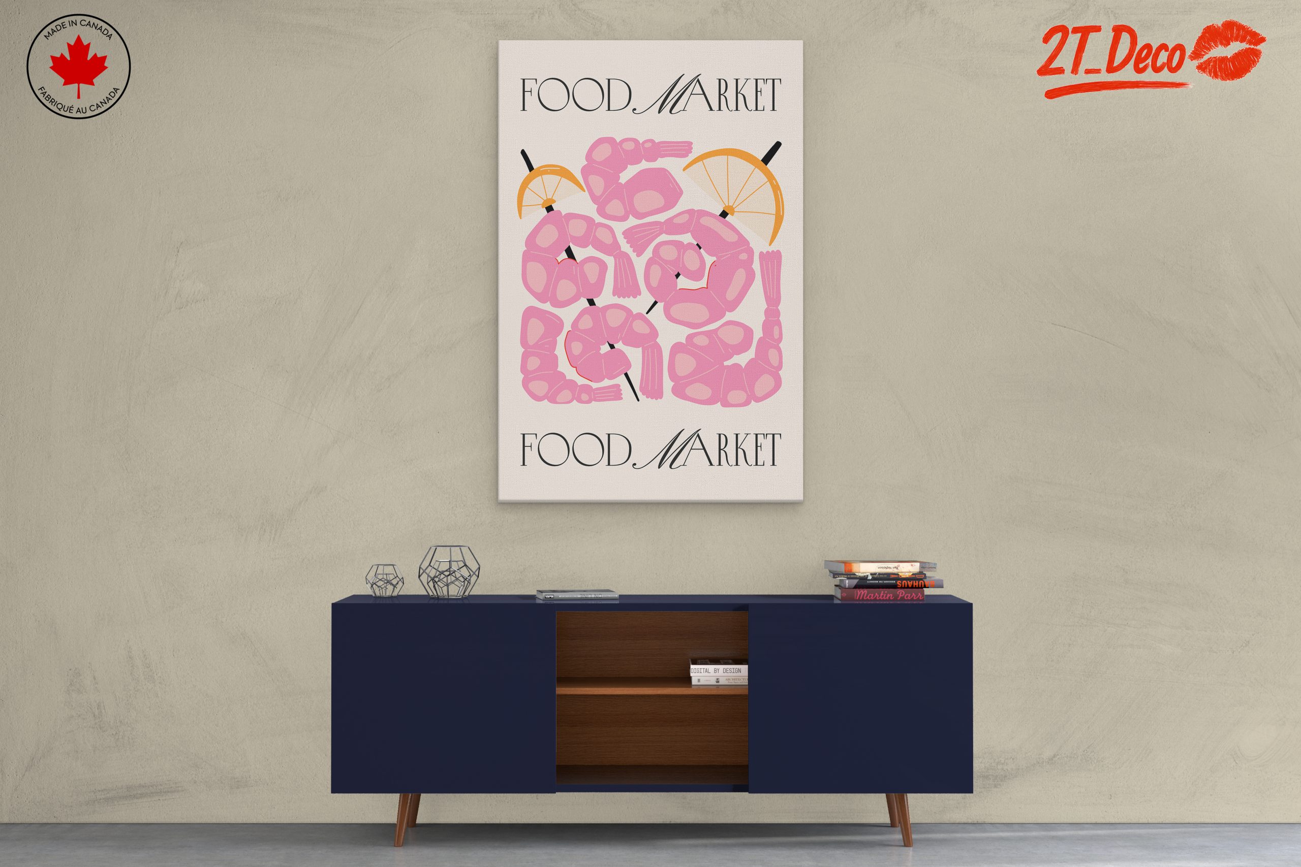 Stylized Abstract Shrimp Food Market Art - Image 3