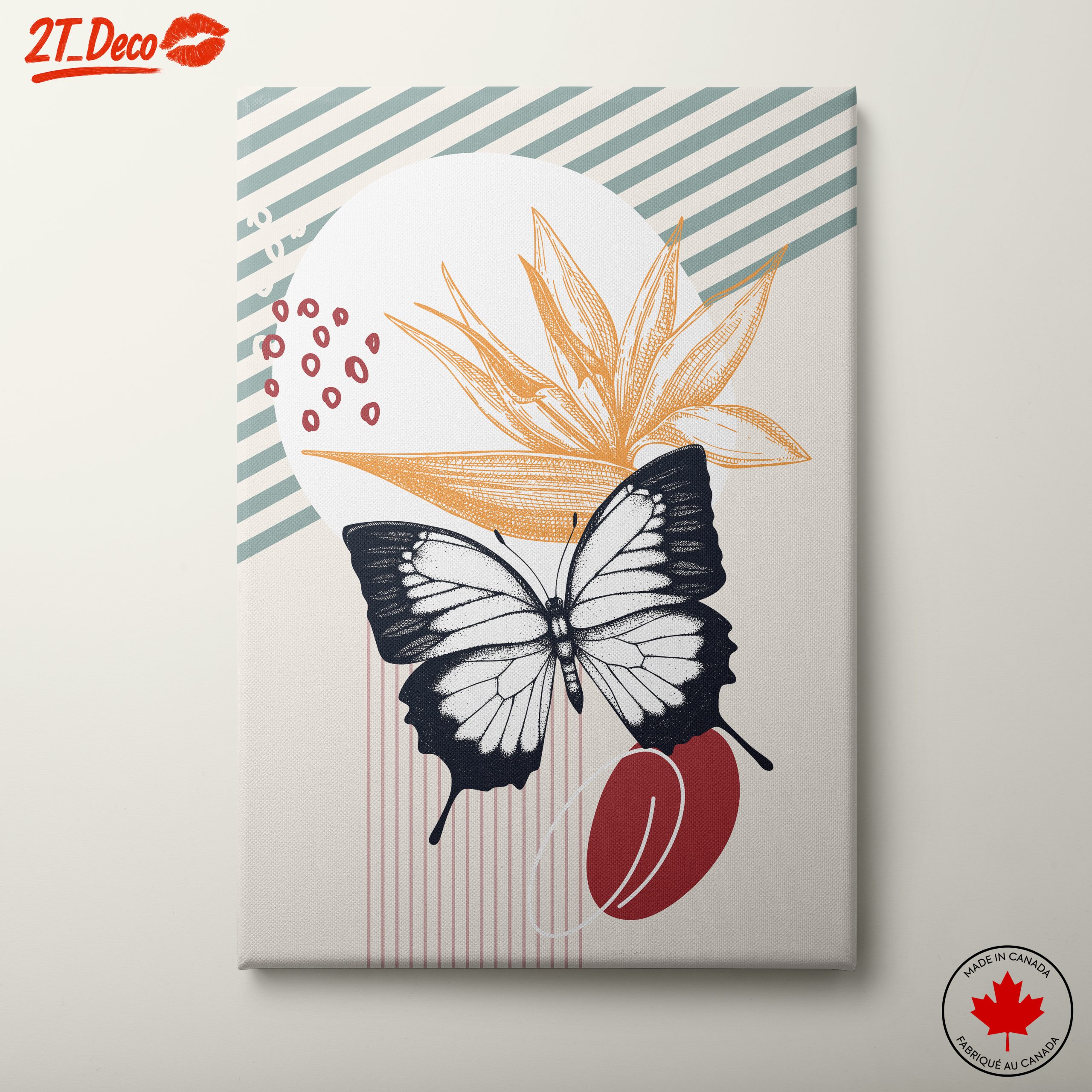 Stylized Botanical Elements with Butterfly