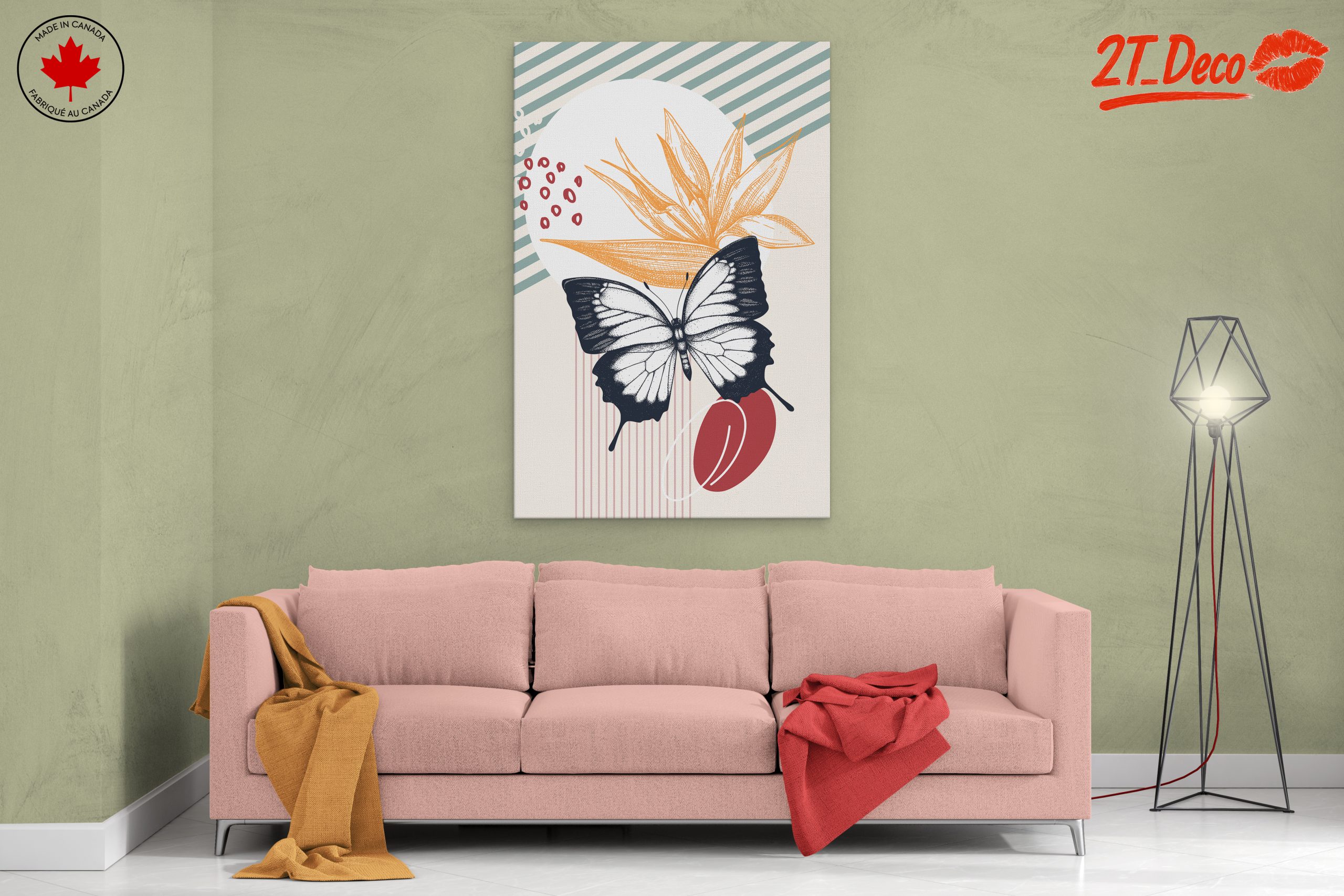 Stylized Botanical Elements with Butterfly - Image 2