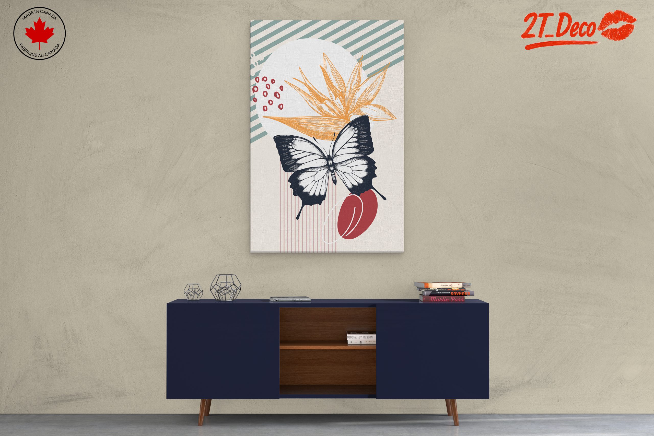 Stylized Botanical Elements with Butterfly - Image 3