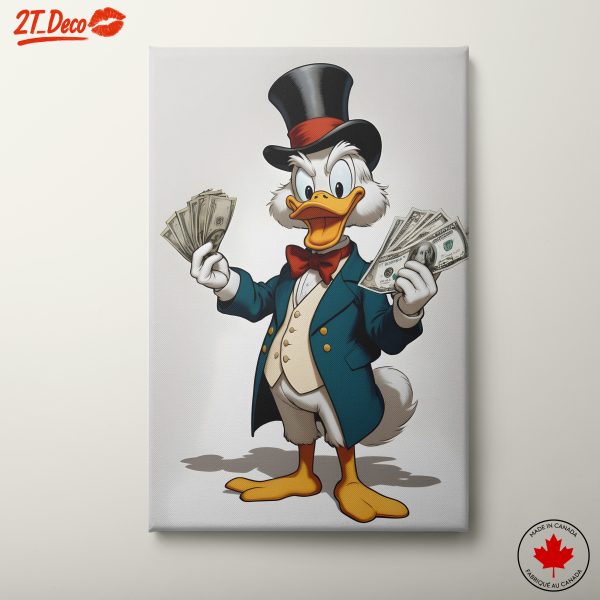 Rich Cartoon Duck Holding Money
