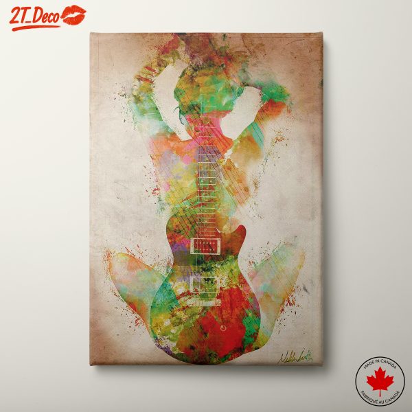Vibrant Colorful Guitar Silhouette Art