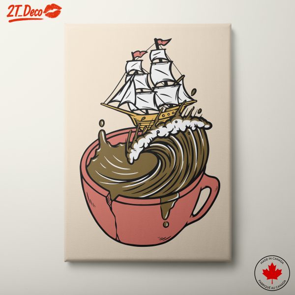 Whimsical Ship in Coffee Cup Art