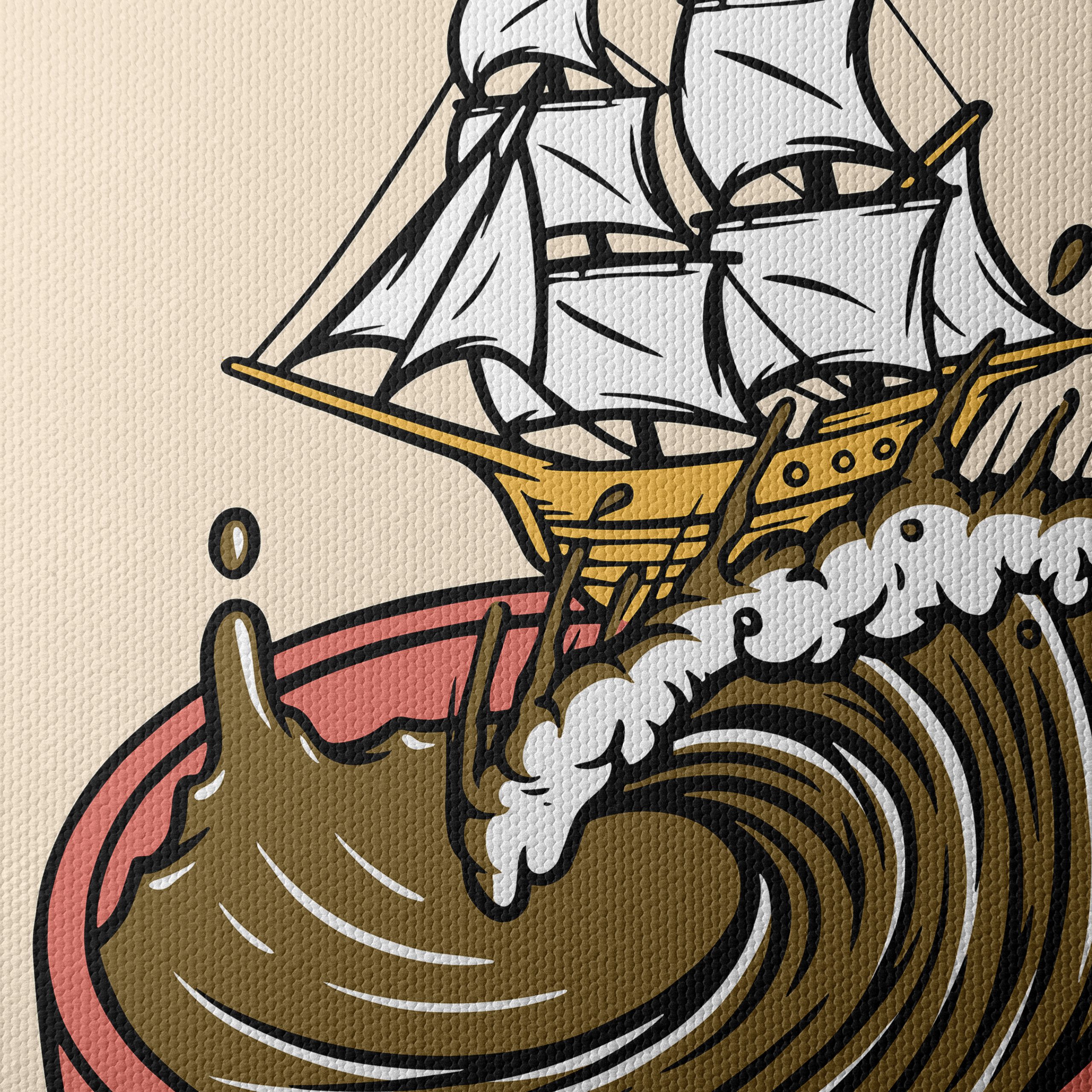 Whimsical Ship in Coffee Cup Art - Image 4
