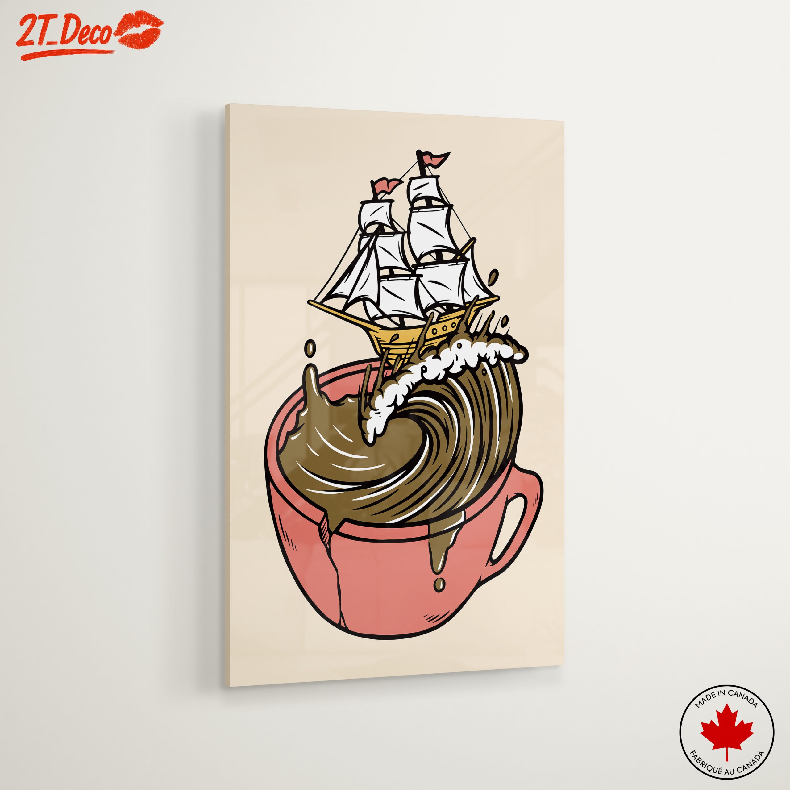 Whimsical Ship in Coffee Cup Art - Image 6