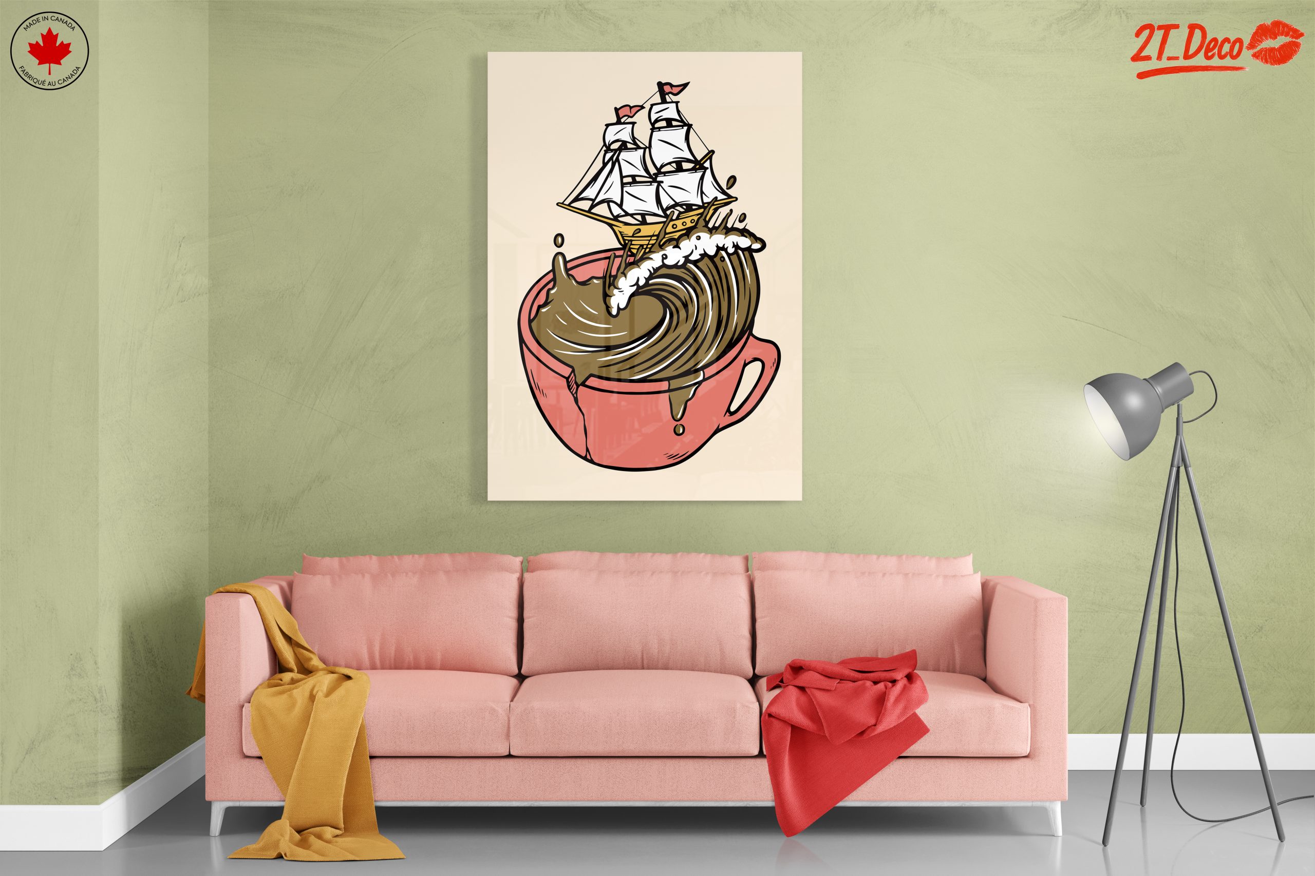 Whimsical Ship in Coffee Cup Art - Image 7