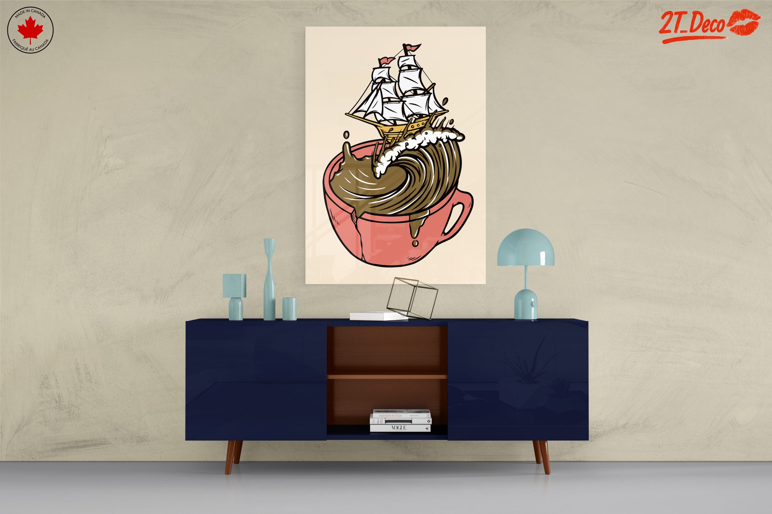 Whimsical Ship in Coffee Cup Art - Image 8