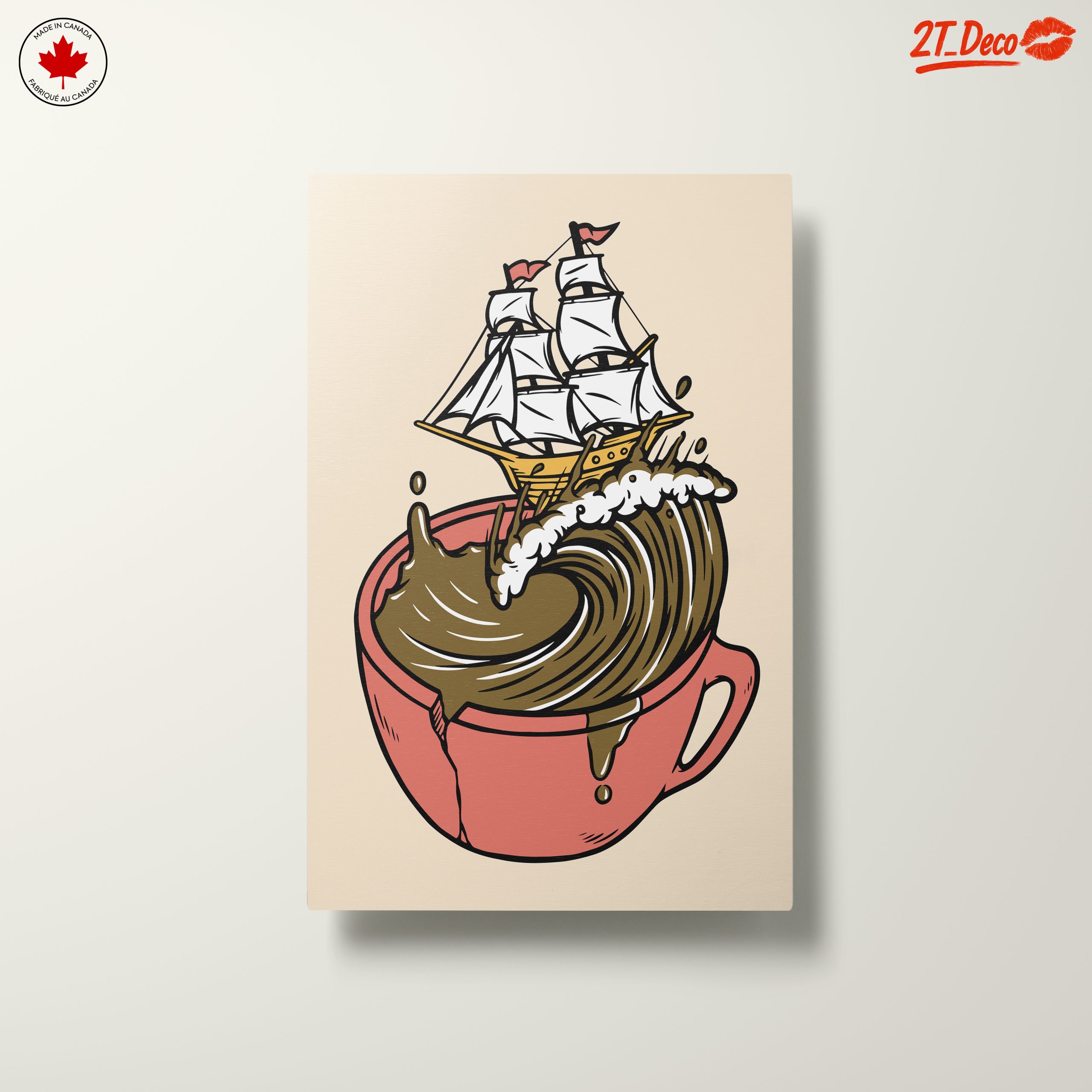 Whimsical Ship in Coffee Cup Art - Image 10