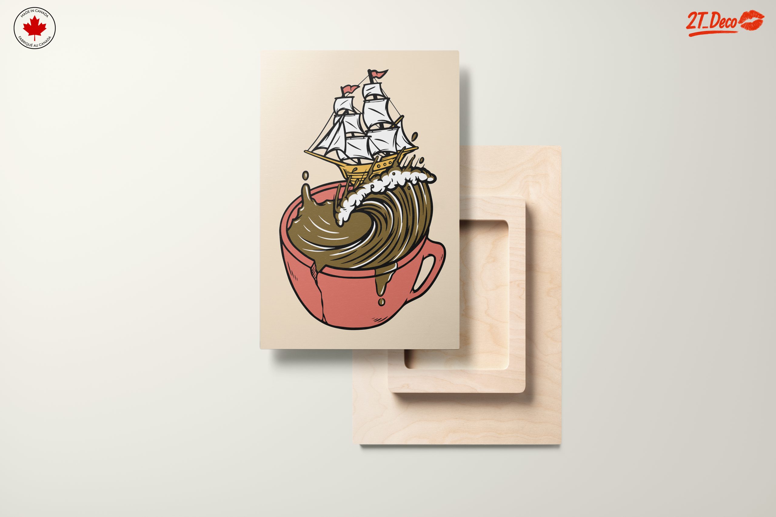 Whimsical Ship in Coffee Cup Art - Image 11