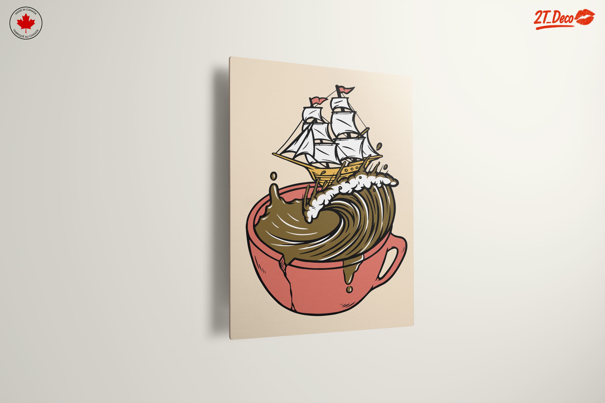 Whimsical Ship in Coffee Cup Art - Image 13
