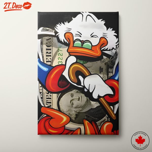Cartoon Character with Vintage Money Background