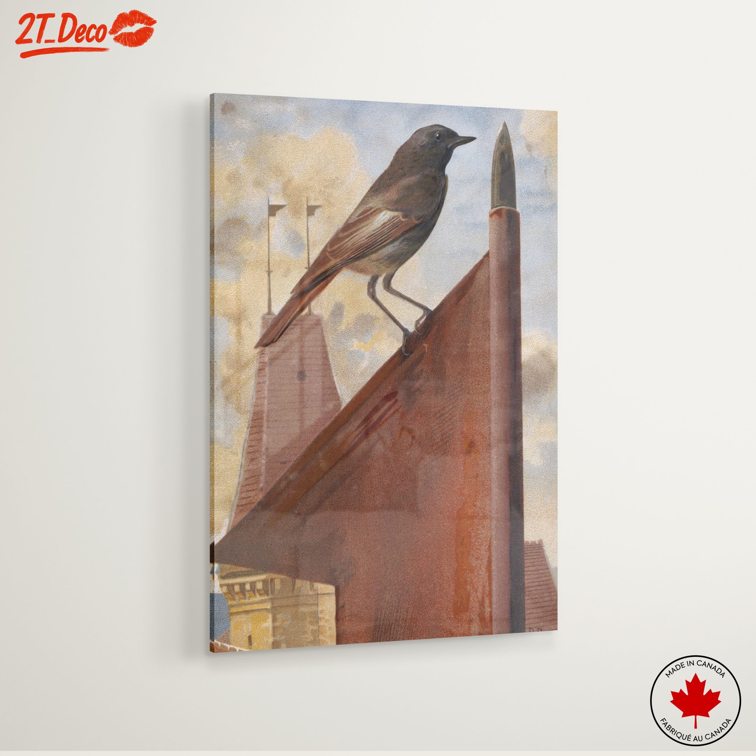 Bird on a Rooftop with Architectural Elements - Image 6