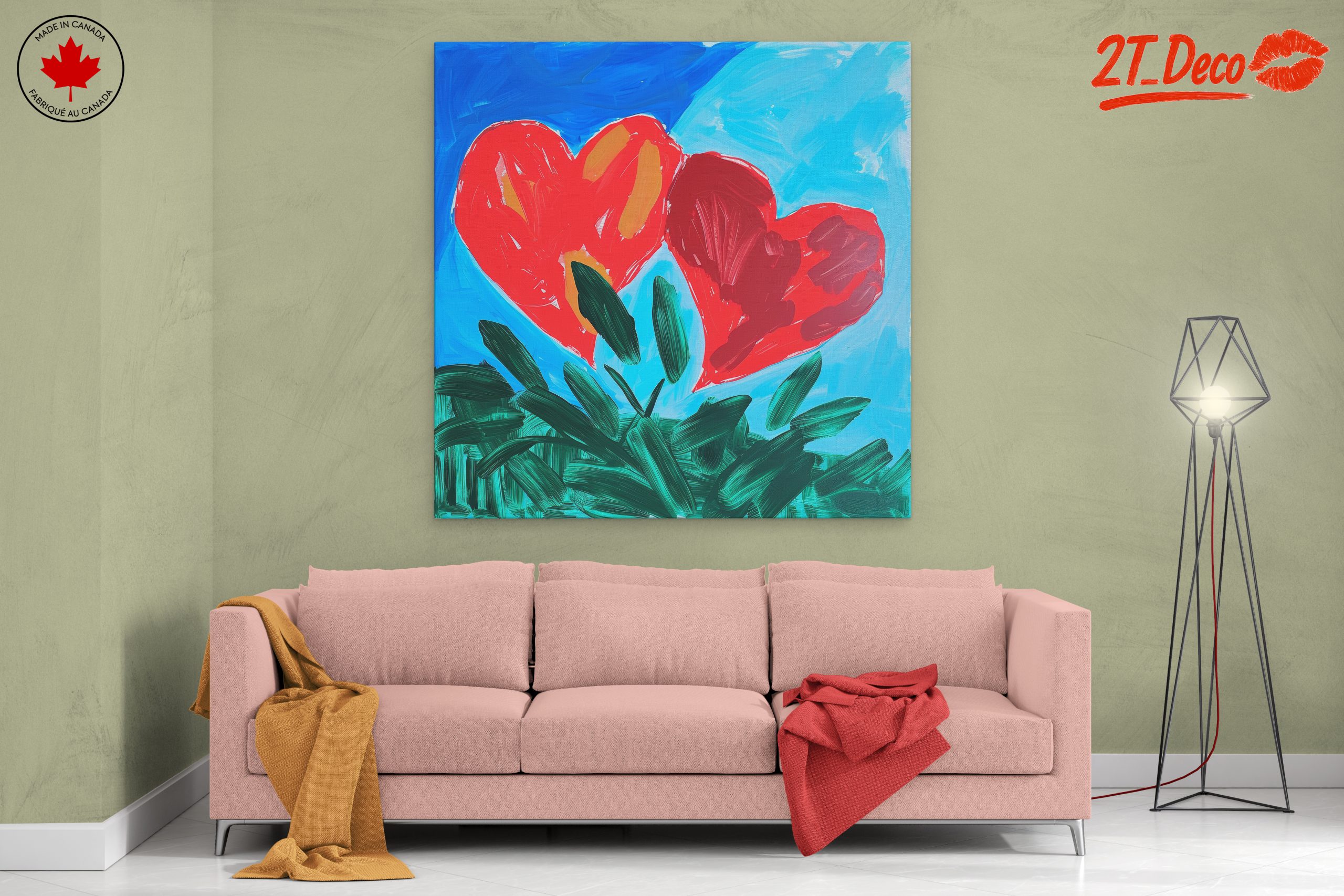 Vibrant Hearts in Abstract Blue Sky - Image 2