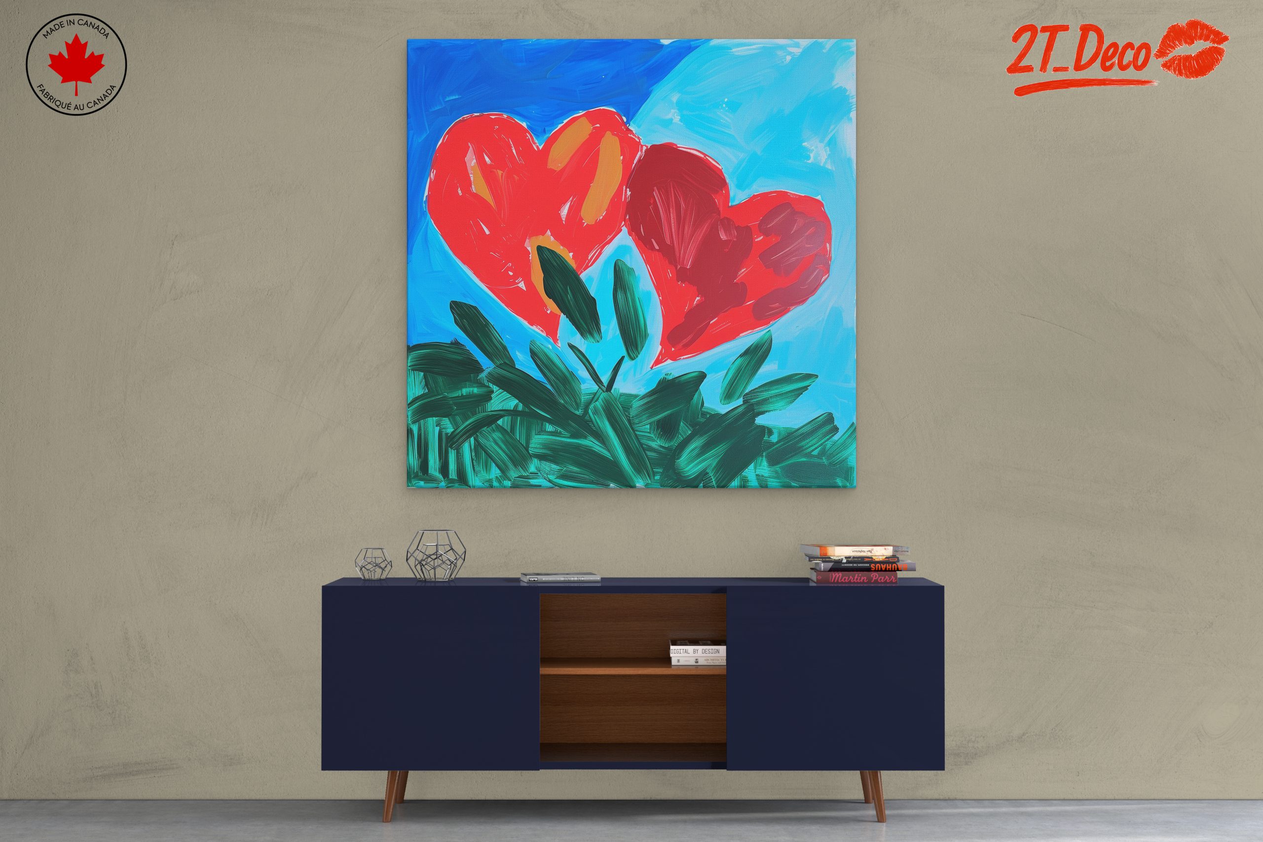 Vibrant Hearts in Abstract Blue Sky - Image 3