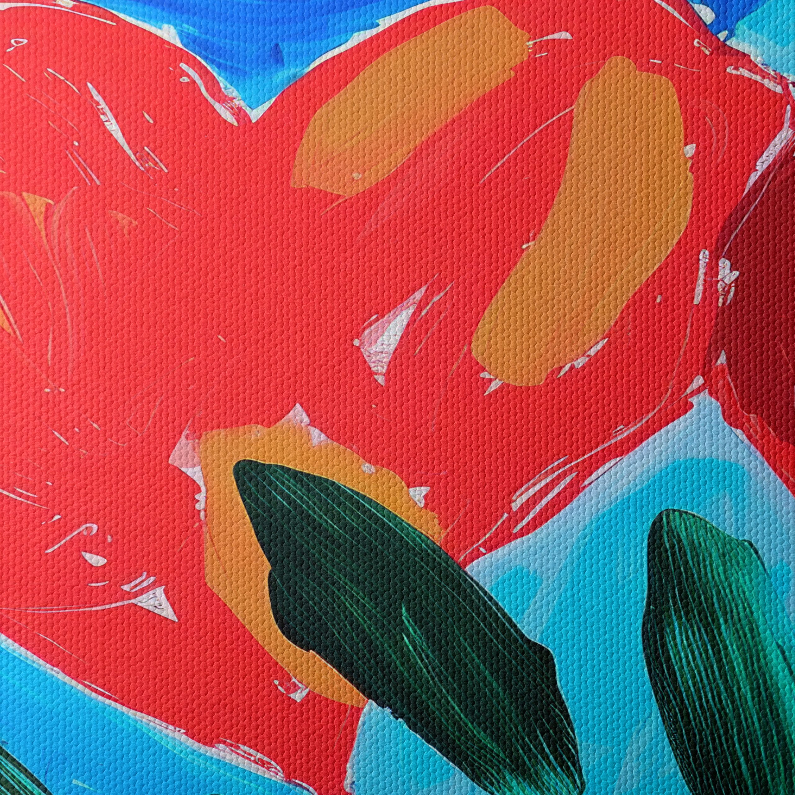 Vibrant Hearts in Abstract Blue Sky - Image 4