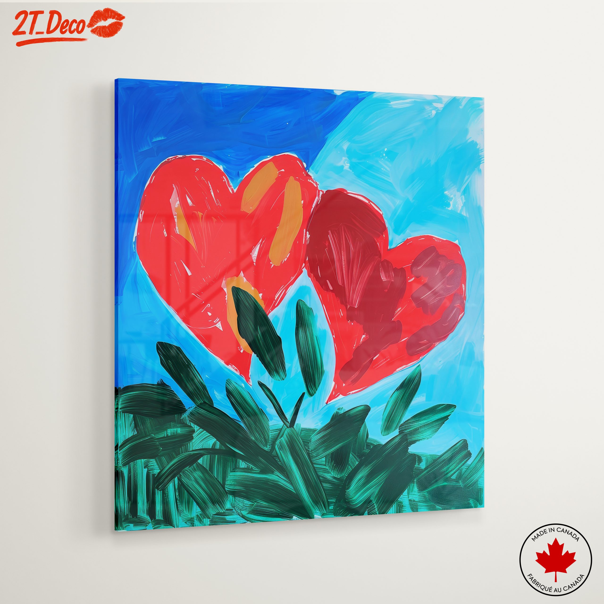 Vibrant Hearts in Abstract Blue Sky - Image 6
