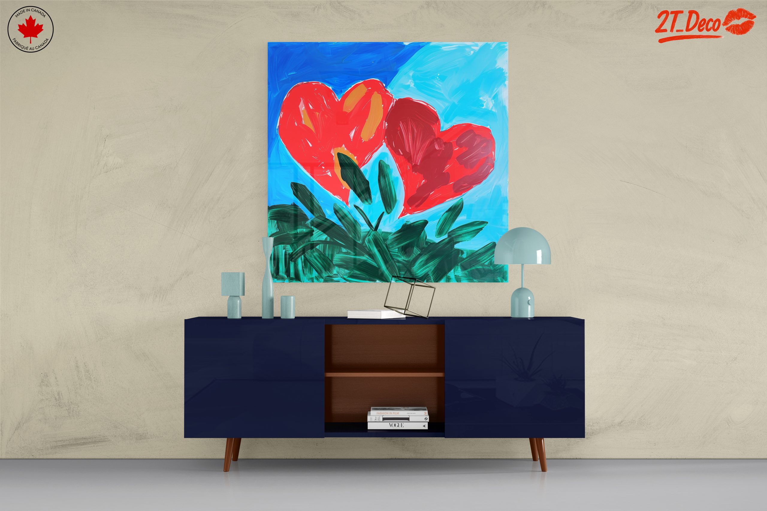 Vibrant Hearts in Abstract Blue Sky - Image 8