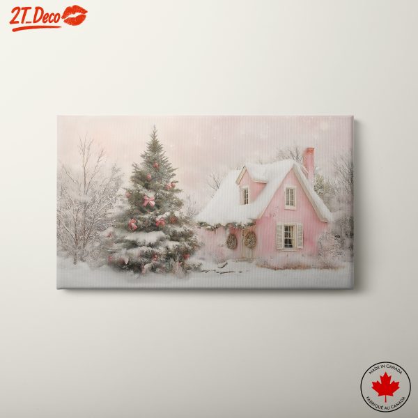 Charming Christmas Cottage with Snowy Trees