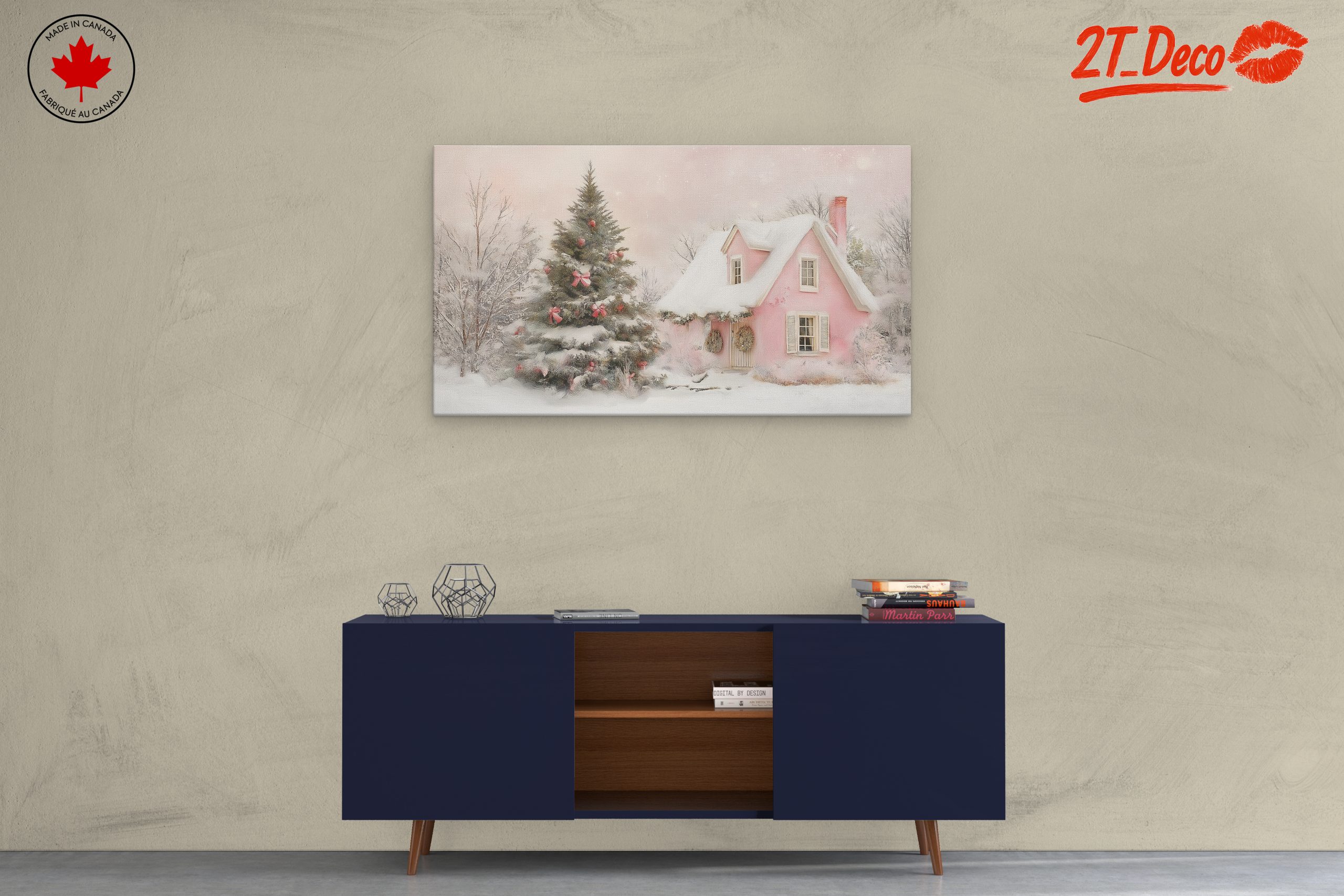 Charming Christmas Cottage with Snowy Trees - Image 3
