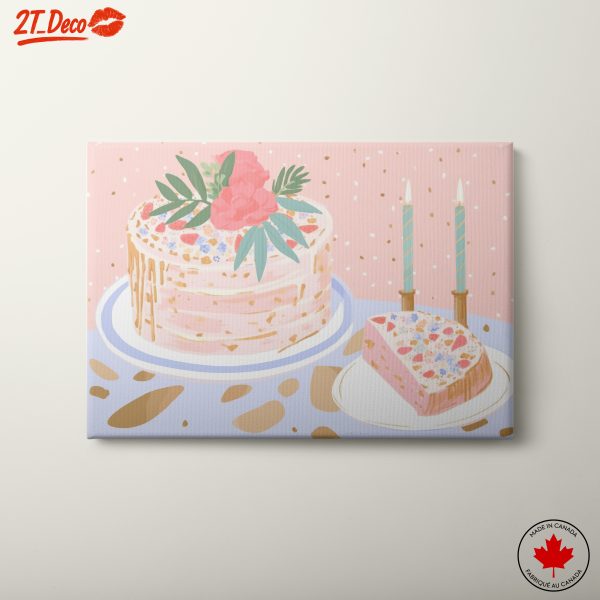Artistic Cake Illustration with Floral Accents