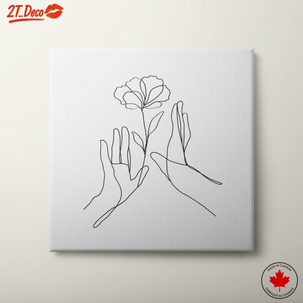 Minimalist Botanical Line Art with Hands