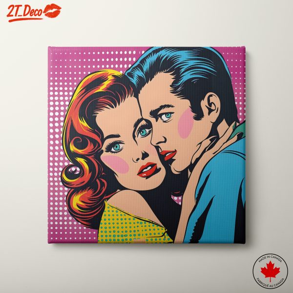 Couple Embrace in Vibrant Pop Art Style
