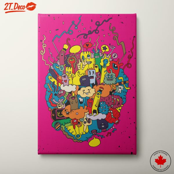 Vibrant Colorful Graphic Art Featuring Whimsical Characters