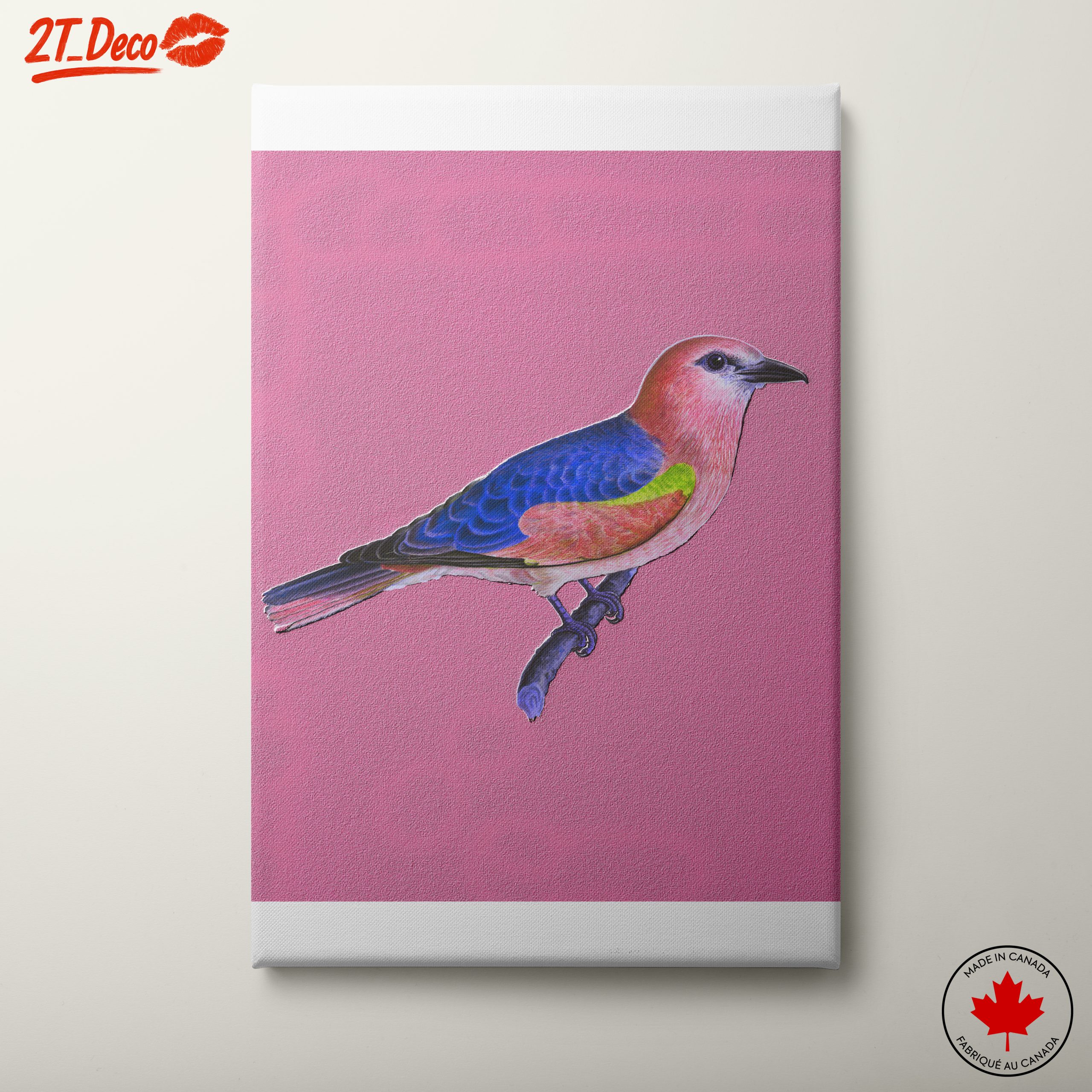 Vibrant Bird Art on Pink Background