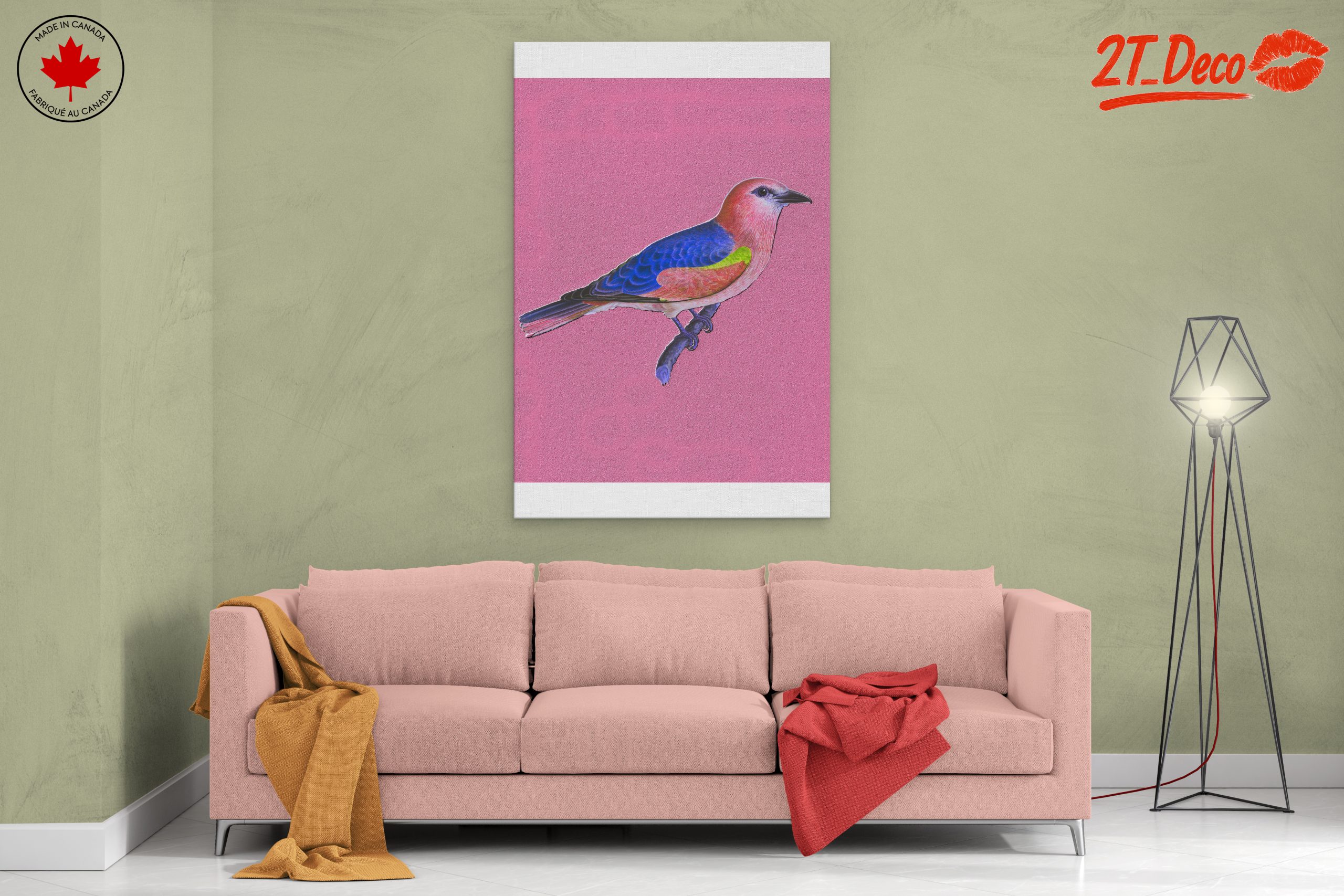 Vibrant Bird Art on Pink Background - Image 2