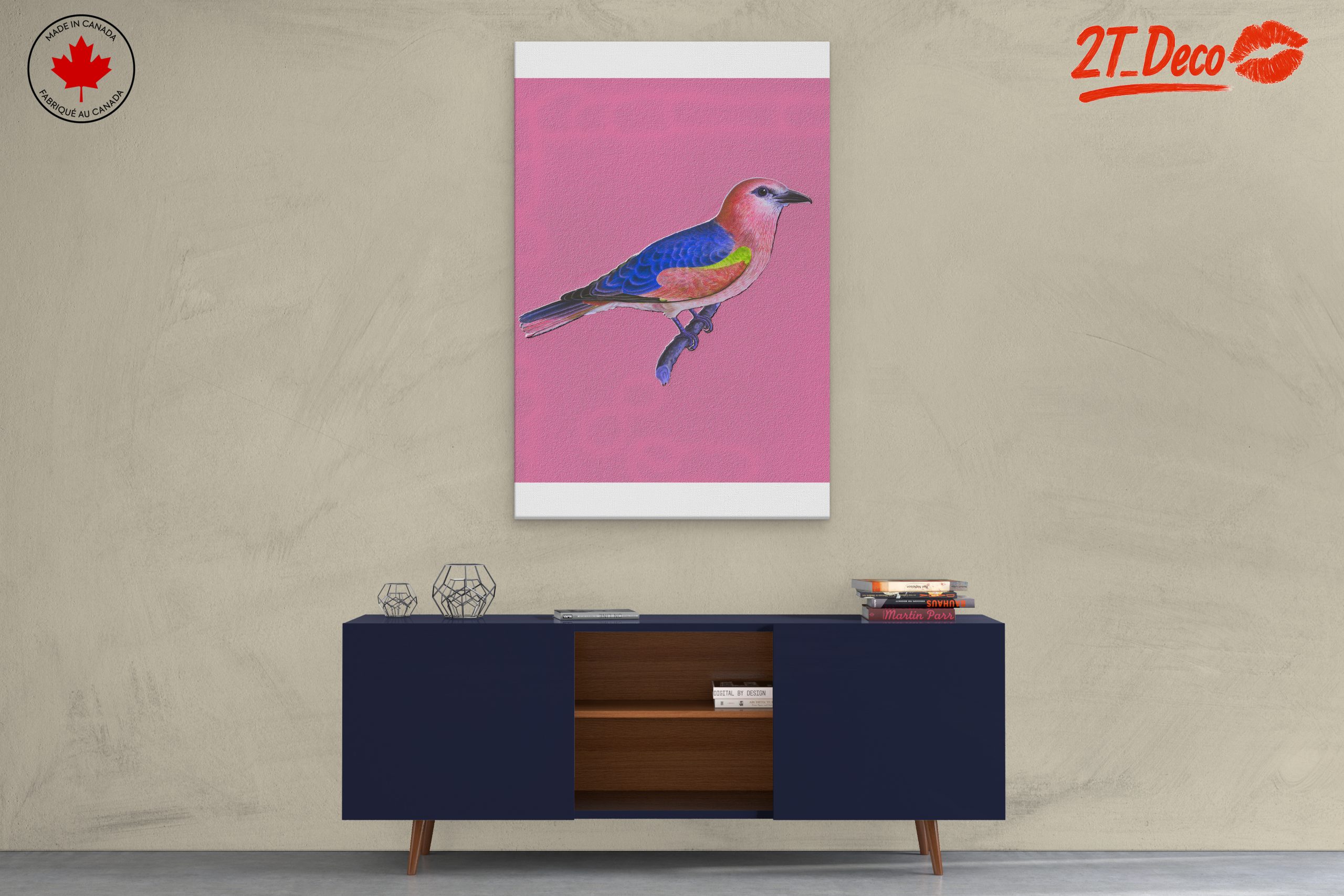 Vibrant Bird Art on Pink Background - Image 3
