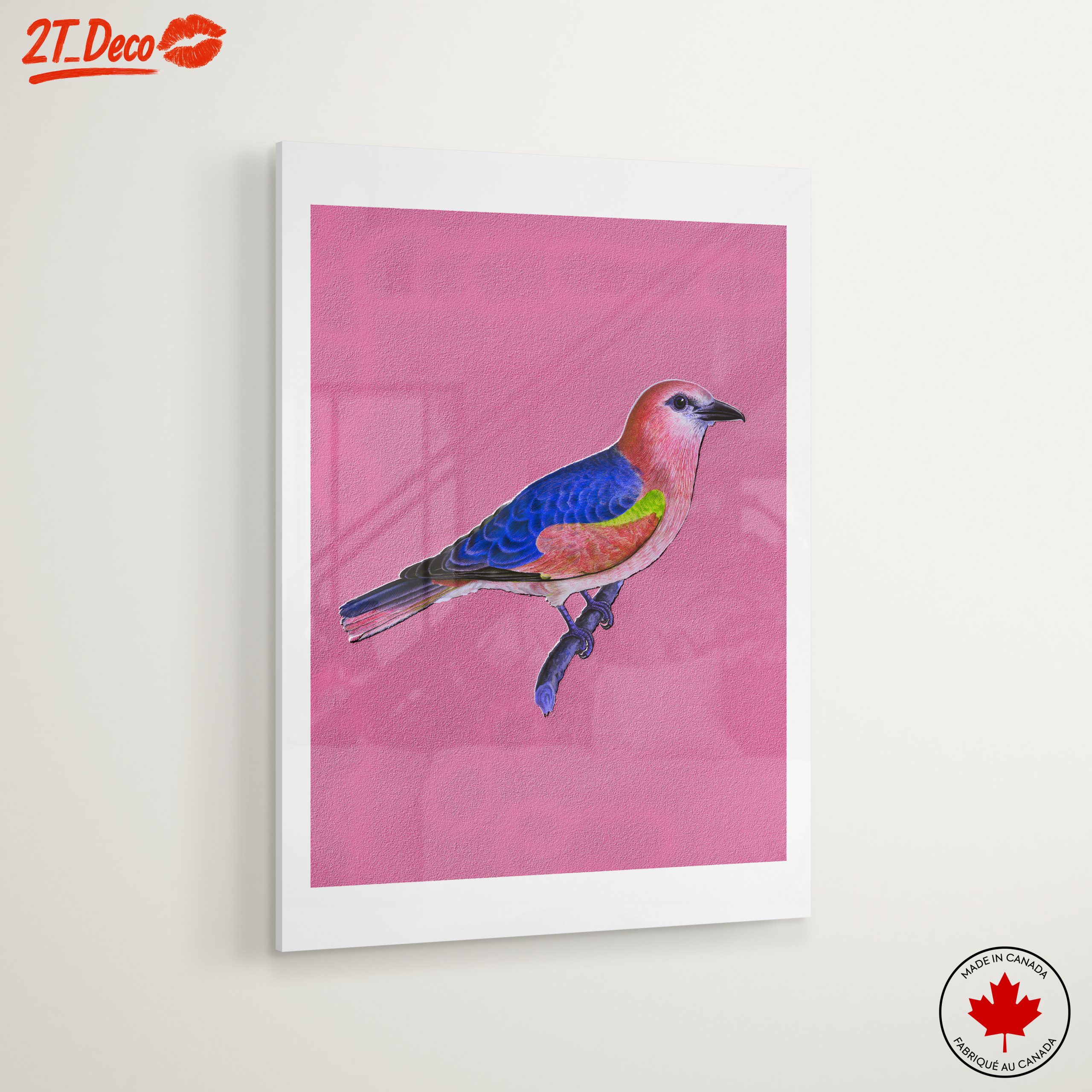 Vibrant Bird Art on Pink Background - Image 6